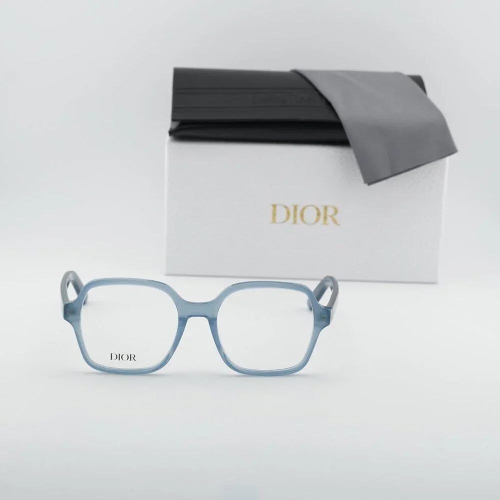 Dior DIORMIDNIGHT O S1I 8000 Square Eyeglasses - Shiny Light Blue 53mm